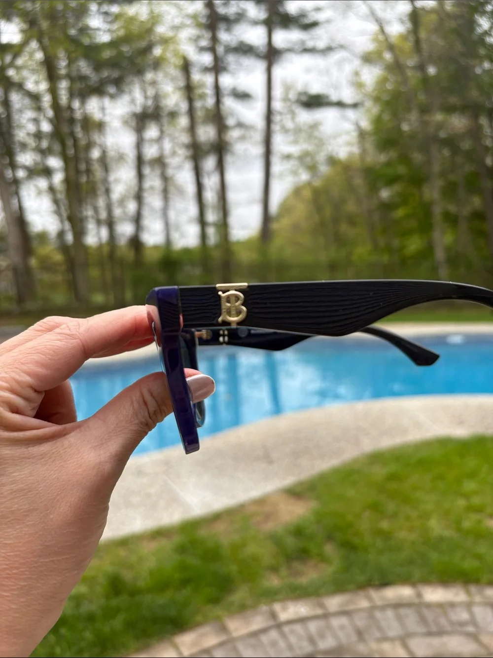 Burberry Dark Blue Glossy Cat-Eye Sunglasses